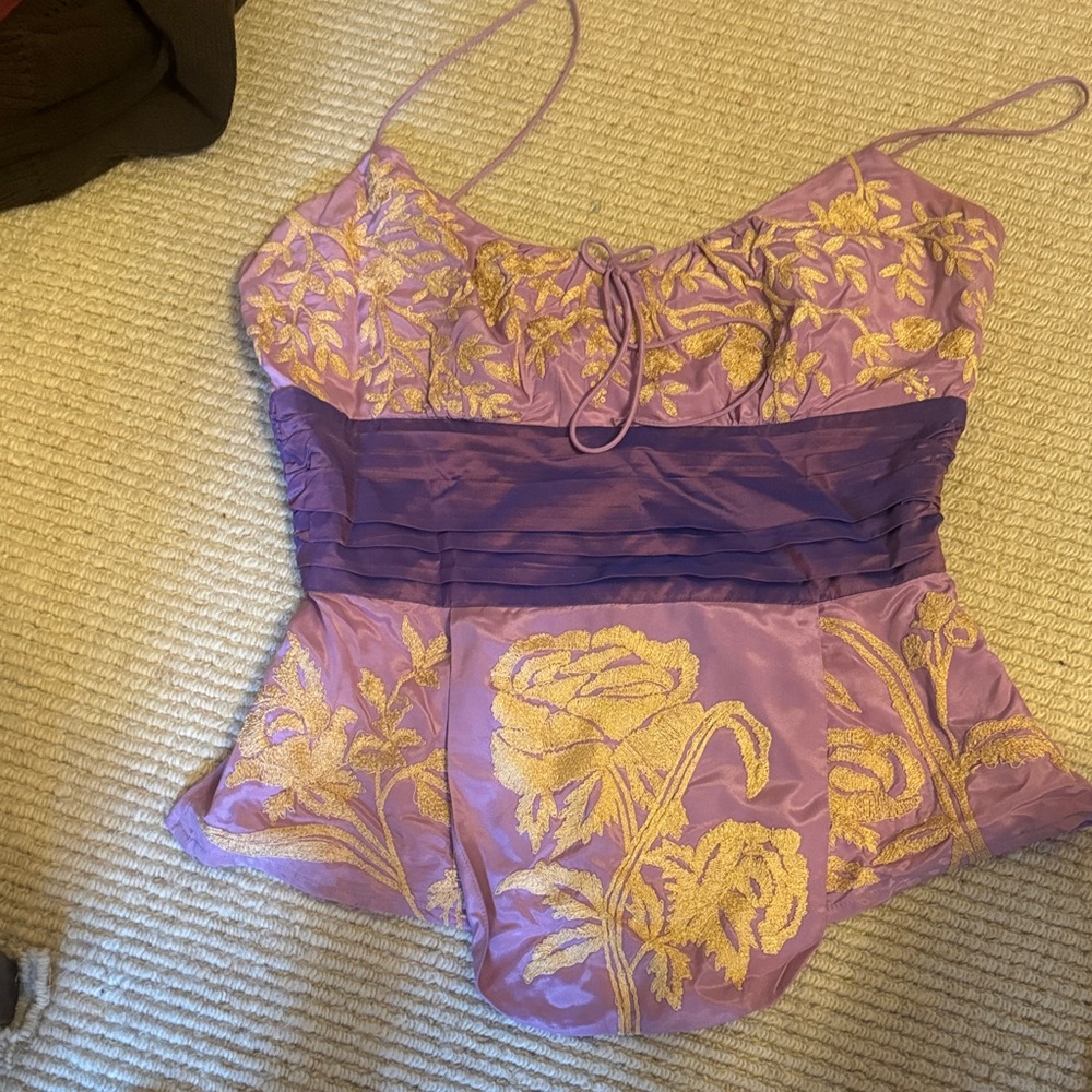 Tracy Reese Lavender and Gold Floral Camisole